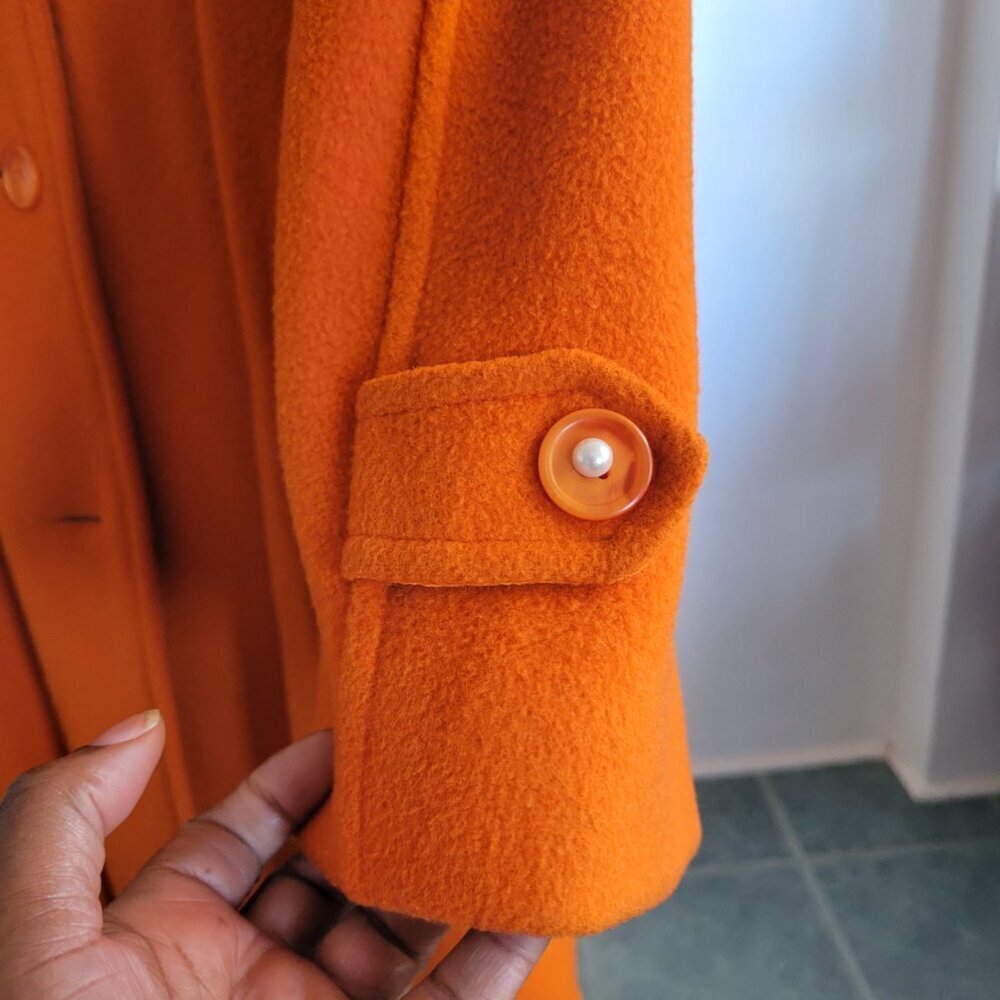 Vintage Designer Bill Blass Burnt Orange Limited Edition Wool Coat (Size: M/L) - Picture 13 of 16